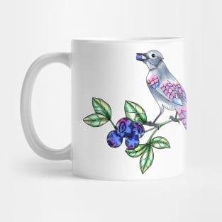 Blue Jay bird with Blue Berry Mug